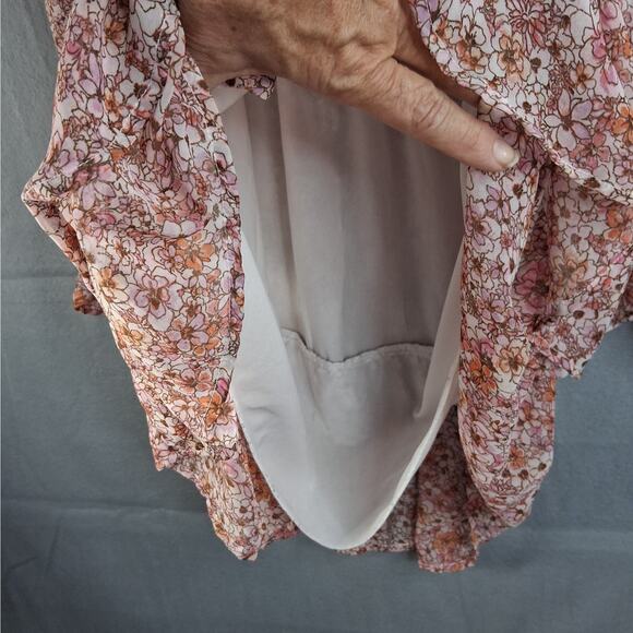 Japna Dress Women's Medium Long Sleeves V-Neck Pink Feminine Layered Boho - Picture 9 of 13